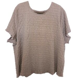 Torrid Textured Crew Neck Top Size 4X Brown Short‎ Sleeve Stretch Boho Chic GUC